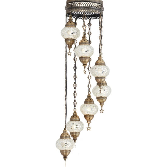 7 Globe Turkish Stained Glass Lamps