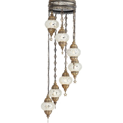 7 Globe Turkish Stained Glass Lamps