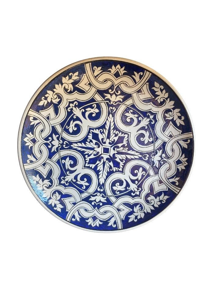 Navy Blue Hand Painted Turkish Tile Pottery