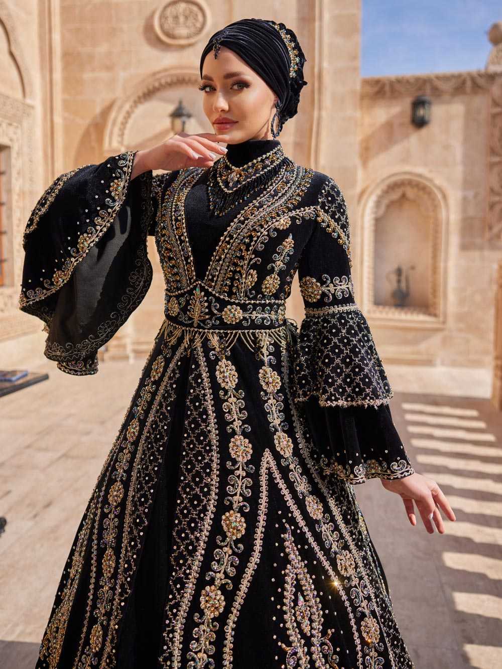 black velvet unique engagement ethnic wear hijab ball gown princes dresses for women