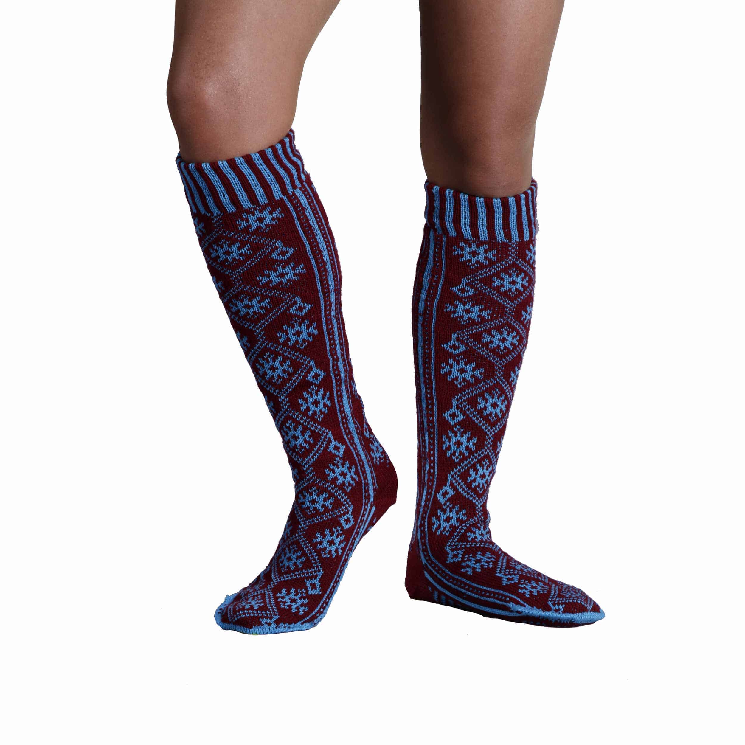 Black Women's Socks Claret Red Blue