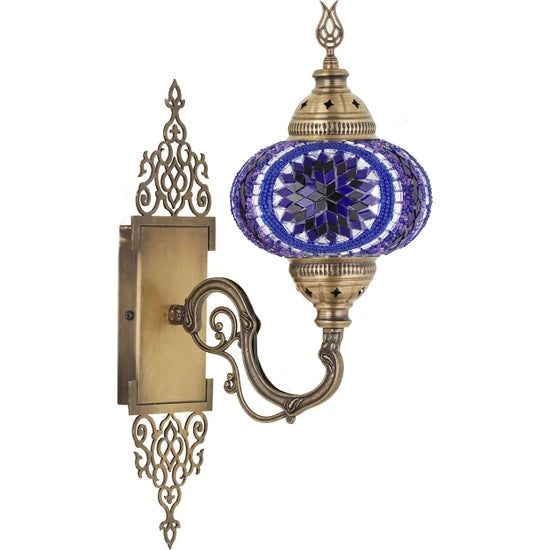 Blue Turkish Handmade Glass Wall Lamp