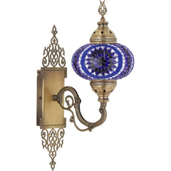 Blue Turkish Handmade Glass Wall Lamp