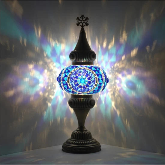Blue Turkish Mosaic Glass Tabletop Night Lamp