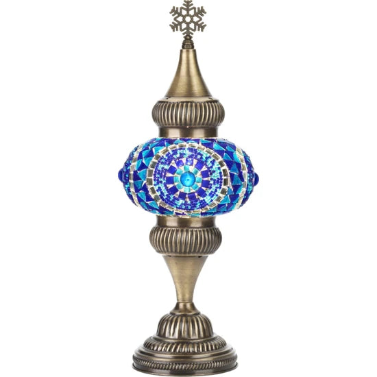 Blue Turkish Mosaic Glass Tabletop Night Lamp