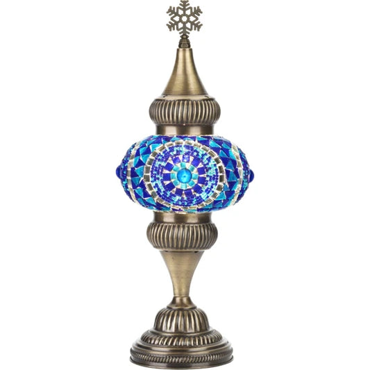 Blue Turkish Mosaic Glass Tabletop Night Lamp