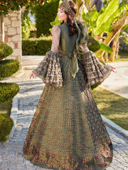 bridal green spanish sleeve full sequin kaftan maxi dress