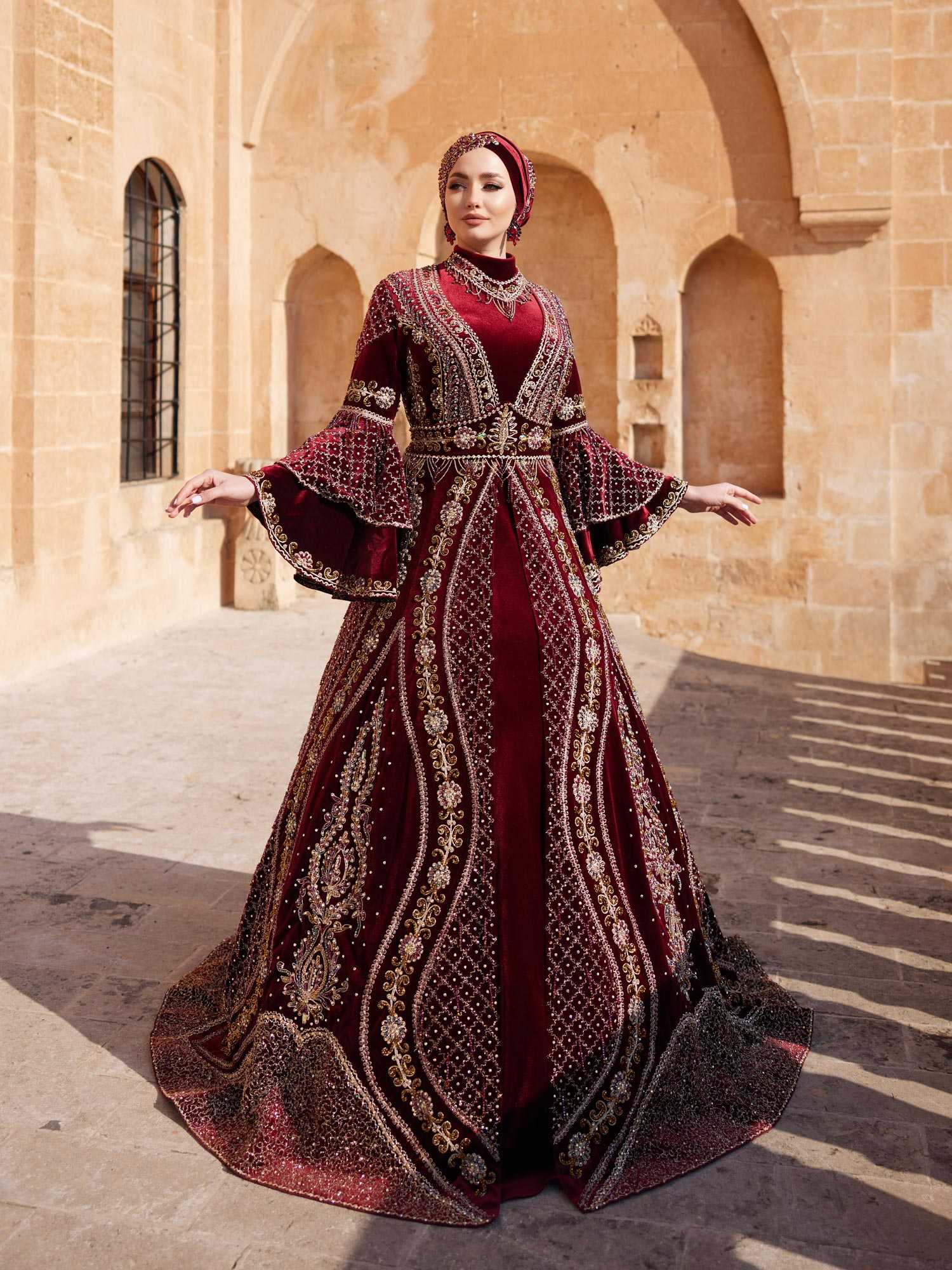 elegant maroon muslim evening ball gowns online