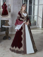 burgundy long flounce sleeve elegant evening long wedding party kaftans evening gown dresses 2020