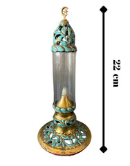 Copper Cylinder Glass Container Adorned With Enameling