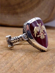 Double Headed Eagle Silver Mens Ring