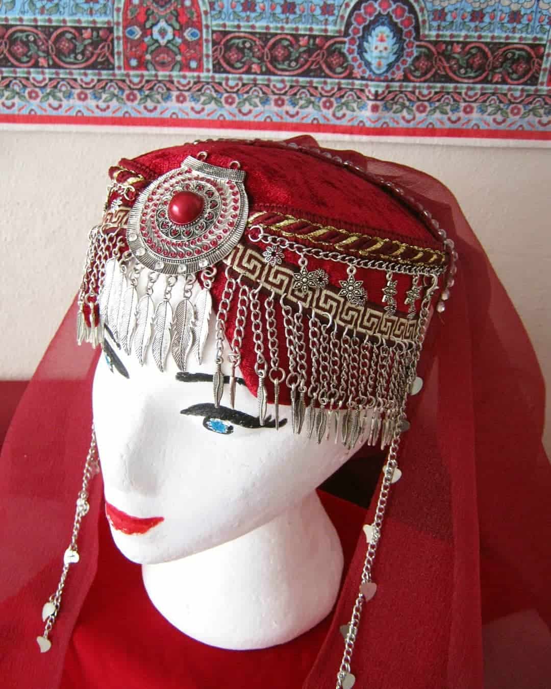 Turkish Woman Head Dress Red