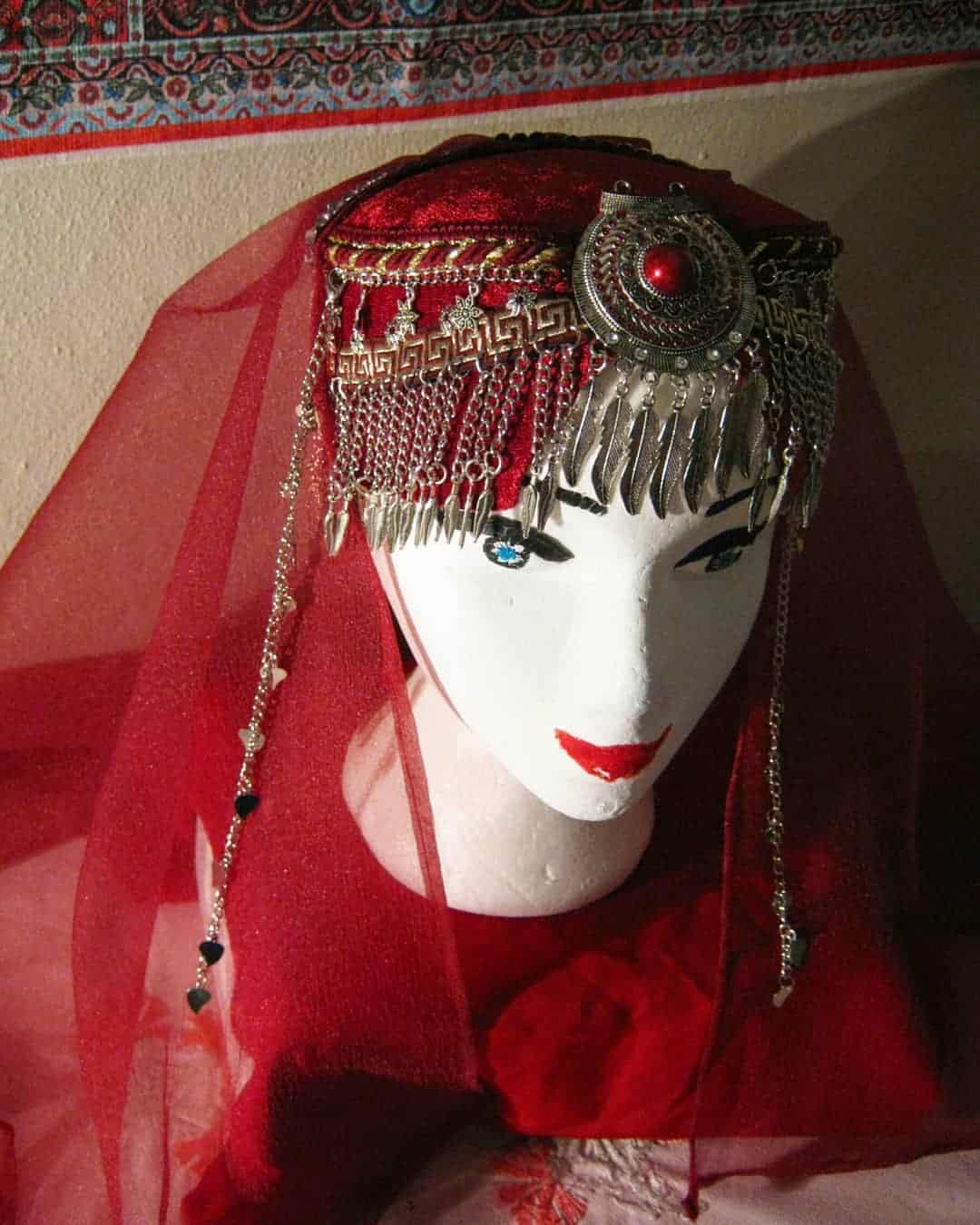 Turkish Woman Head Dress Red