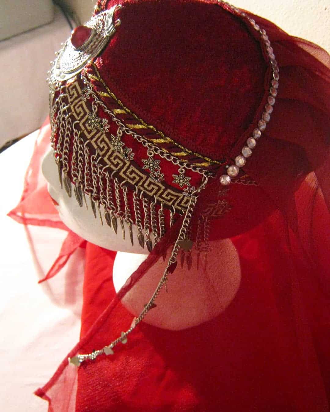 Turkish Woman Head Dress Red