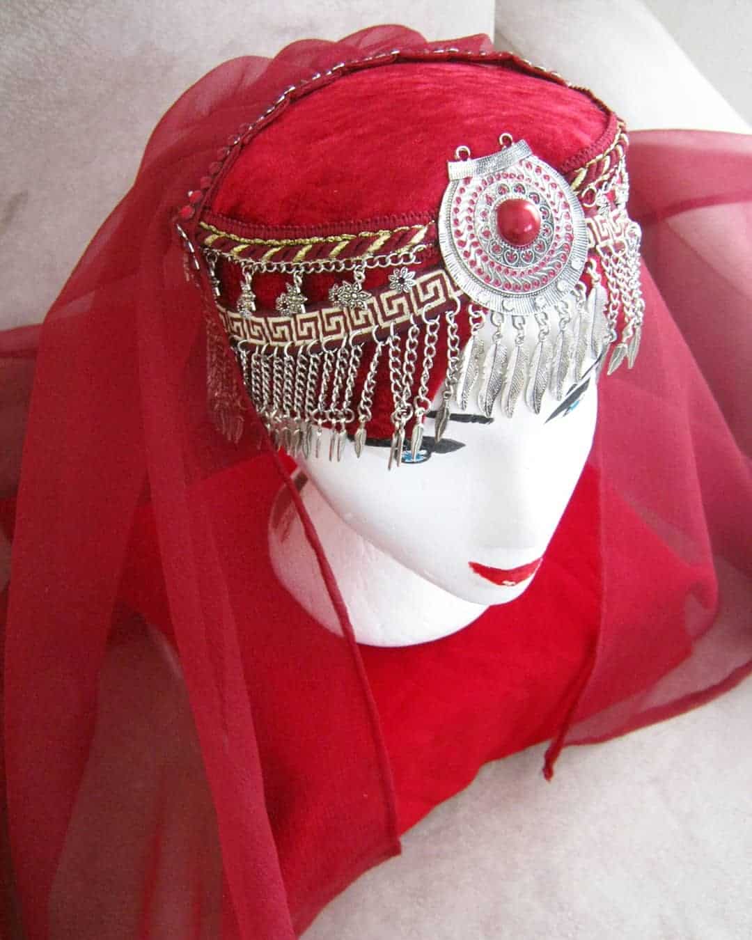 Turkish Woman Head Dress Red