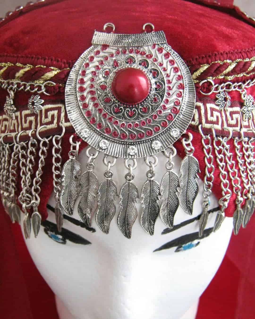 Turkish Woman Head Dress Red