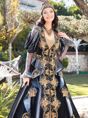 royal fancy gold sequin arabic kaftan dresses online