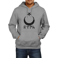 Gokturk Alphabet Crescent Hoodie Sweatshirt