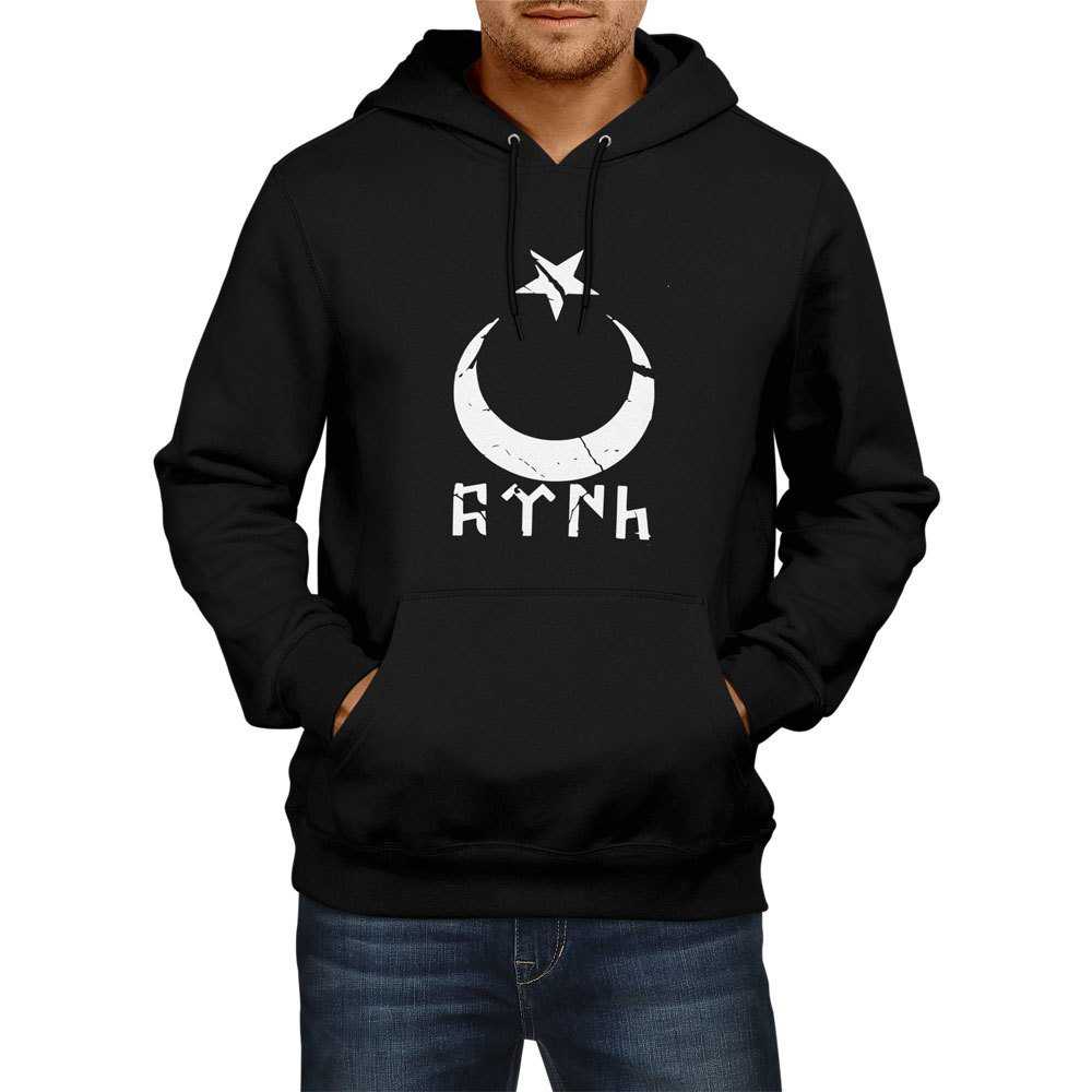 Gokturk Alphabet Crescent Hoodie Sweatshirt