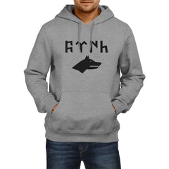 Gray Wolf Gokturk Alphabet Hooded Sweatshirt