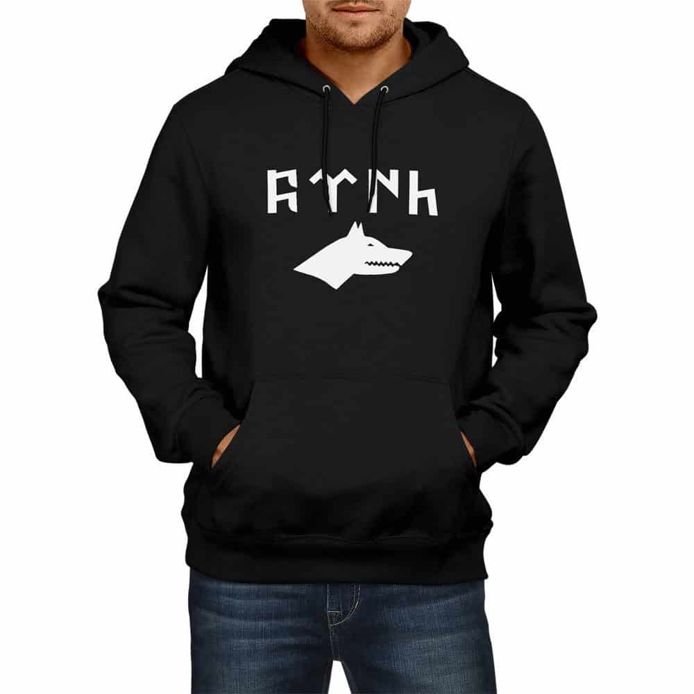 Gray Wolf Gokturk Alphabet Hooded Sweatshirt