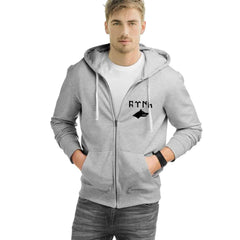 Gray Wolf Gokturk Alphabet  Zipped Hooded Sweatshirt