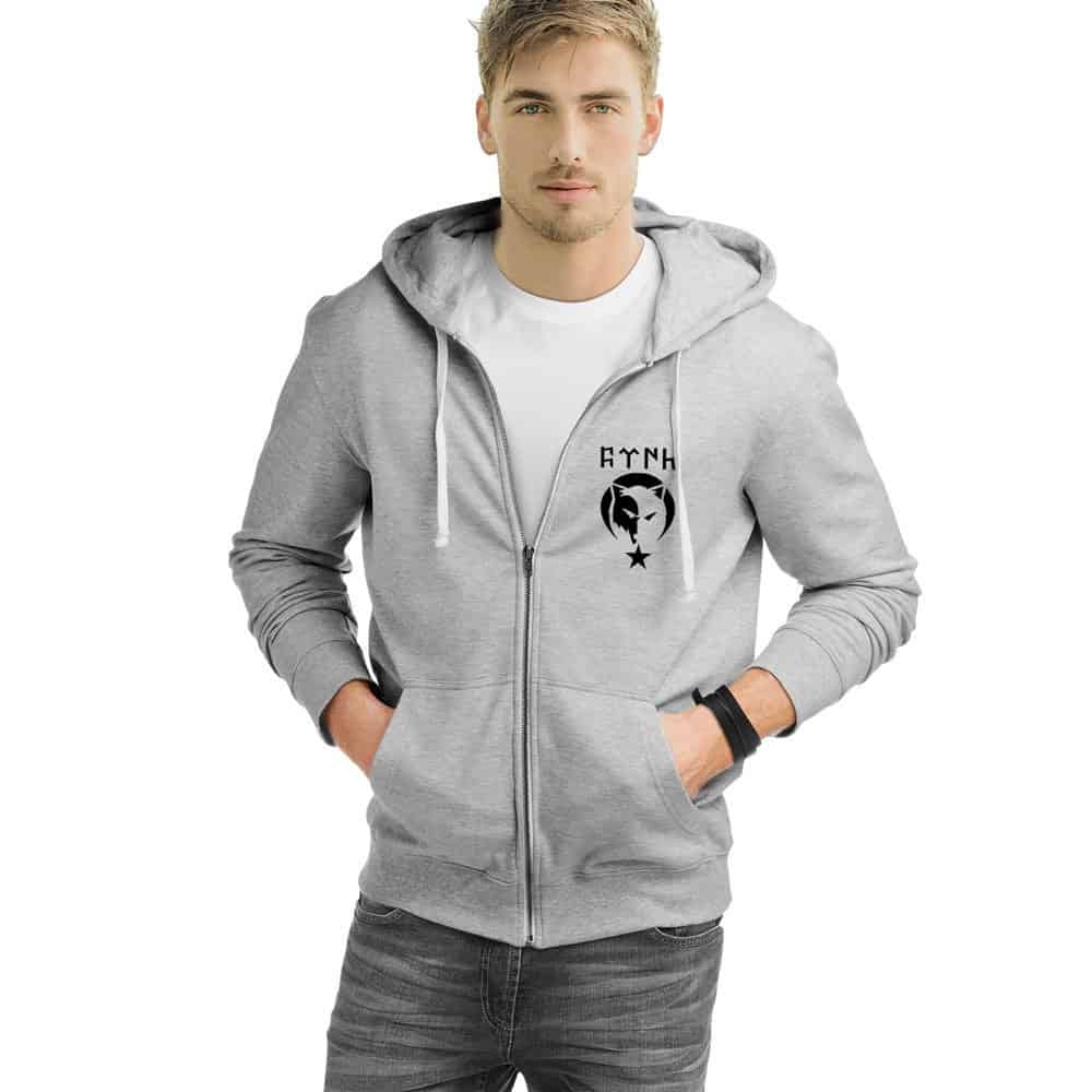 Gray Wolf Zipped Hooded Sweatshirt