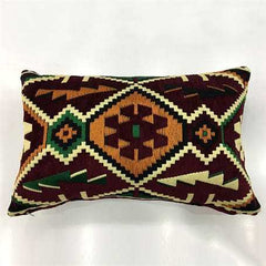 Green Burgundy Rectangle Rug Turkish Suzani Pillows kilim Pillow Case