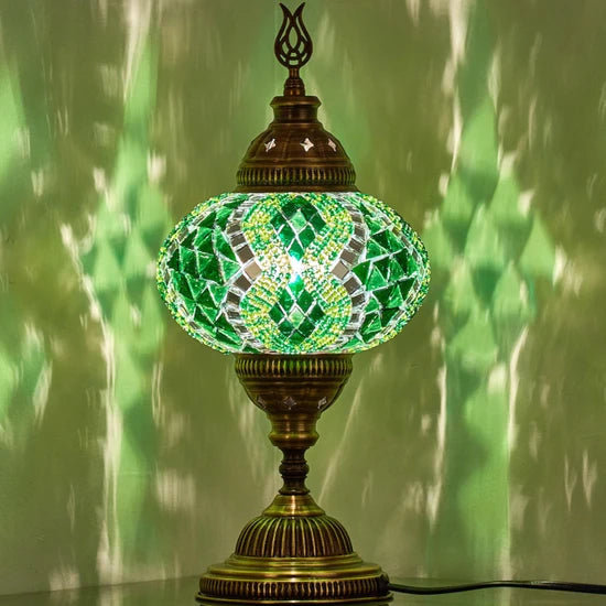 Green Decorative Turkish Mosaic Table Lamp