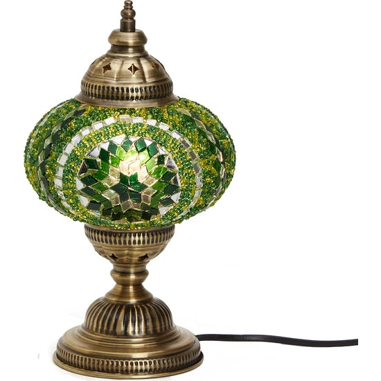 Green Turkish Mosaic Tabletop Light Fixture for sale