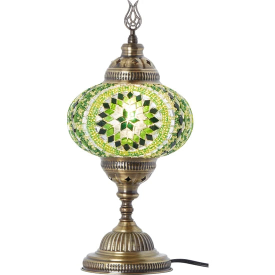 Green Turkish Stained Glass Mosaic Table Lamp