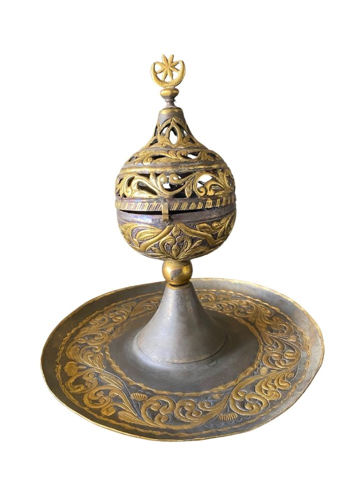 Oriental Gold Copper Incense Burner Case