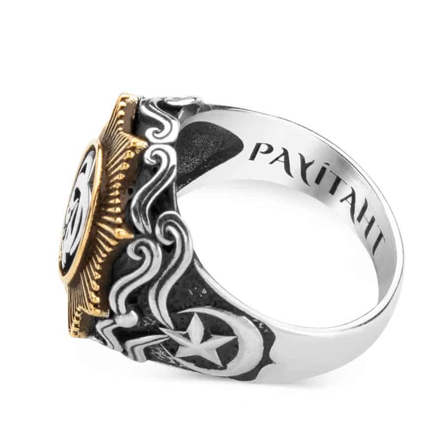 Payitaht Abdulhamid Series Moon Starry Bunting Bird Silver Ring