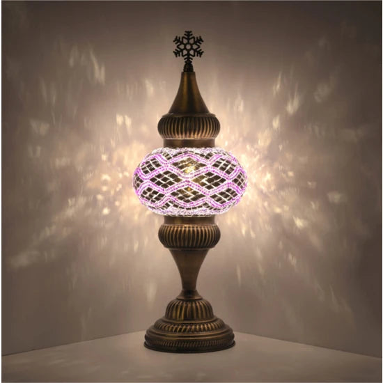 Pink Turkish Mosaic Glass Tabletop Night Lamp