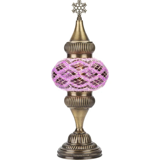 Pink Turkish Mosaic Glass Tabletop Night Lamp