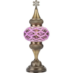 Pink Turkish Mosaic Glass Tabletop Night Lamp