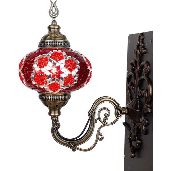 Red Turkish Mosaic Sconce Night Lamp