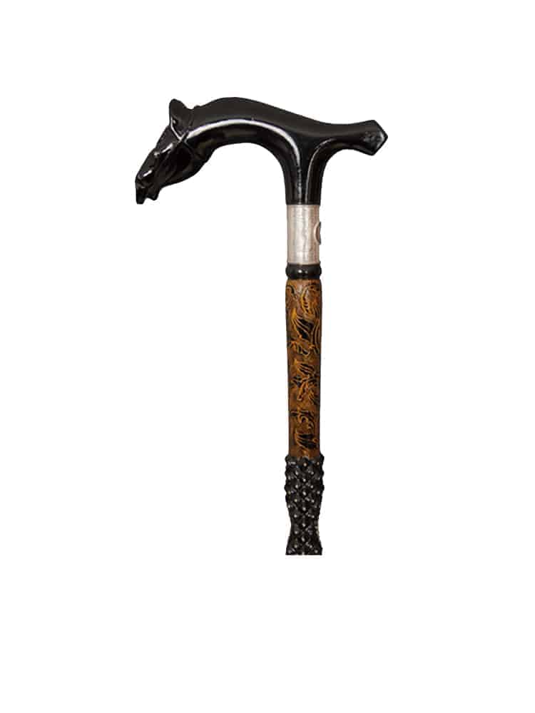 Horse Head Silver Collar Cane