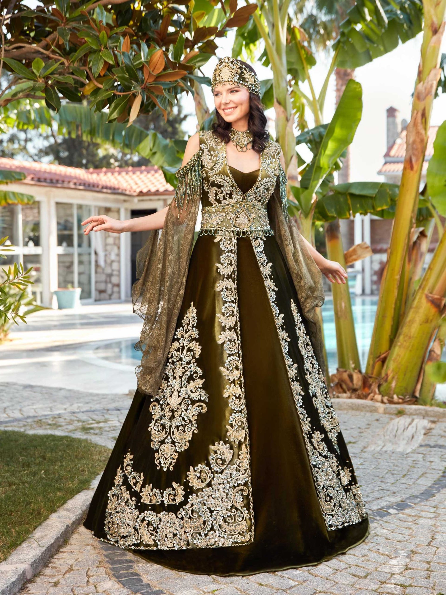 off the shoulder caftan dress Sophisticated Green Off Shoulder Party Caftan Dress 42