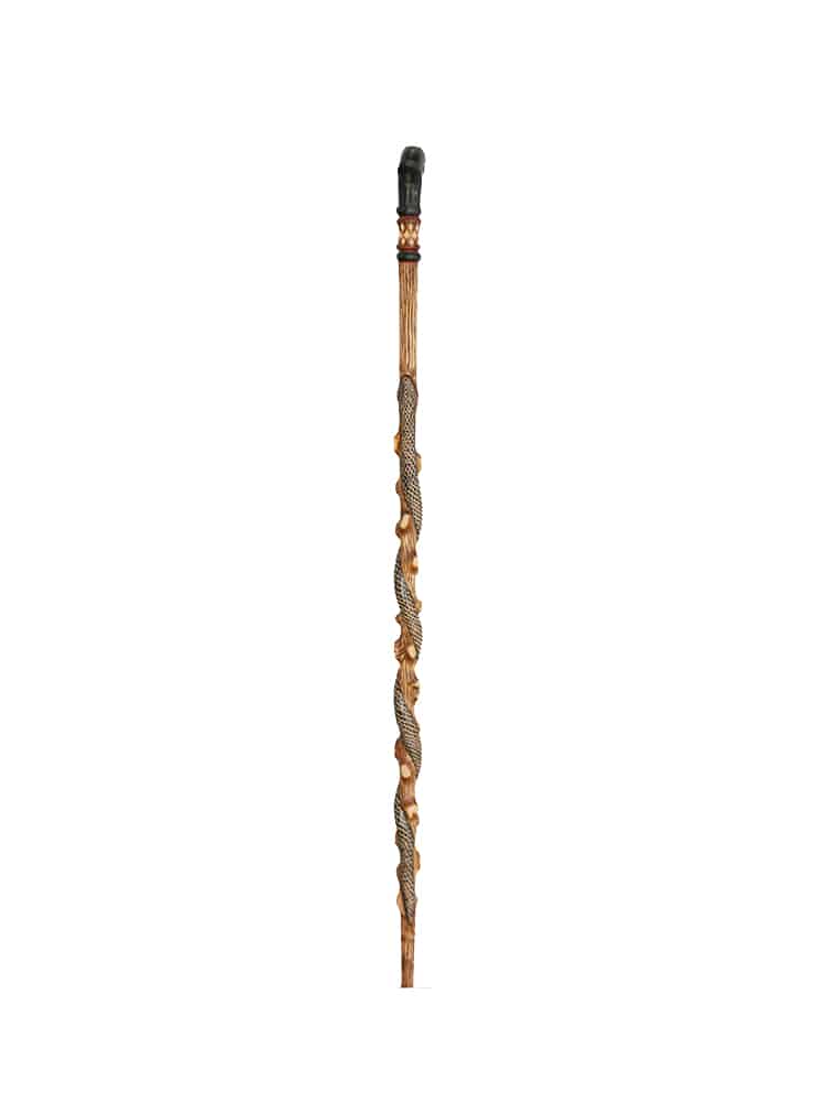 Wolf Head Wooden Walking Stick For Men