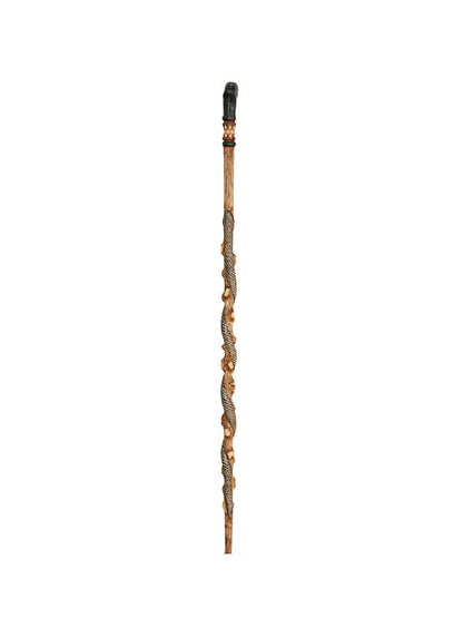Wolf Head Wooden Walking Stick For Men