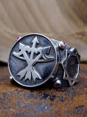 Three Arrows Bow Silver Mens Ring