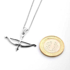 Tozkoparan Arrow Bow Horizontal Cut Silver Necklace