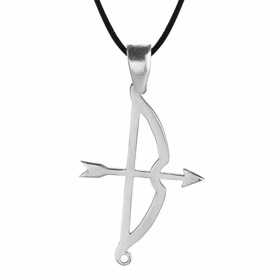 Tozkoparan Arrow Bow Vertical Cut Silver Necklace