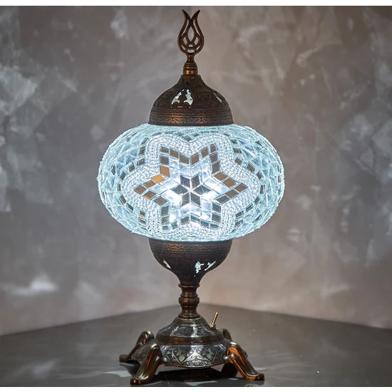 Traditional White Turkish Mosaic Table Lamp