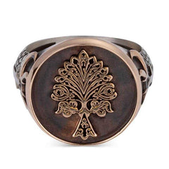 Tree of Life Silver Ring with Three Crescents