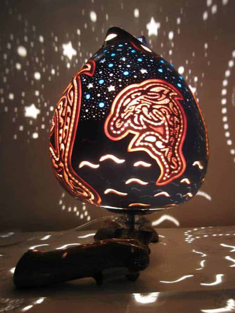 Aqua Dolphin Gourd Lampshade