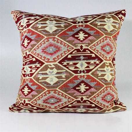 Turkish Kilims Pillows Case Beige Burgundy