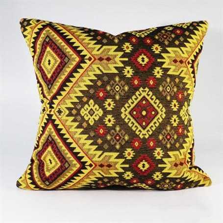 Turkish Kilims Pillows Case Yellow Brown Rug Pillow