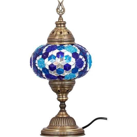 Turkish Stained Glass Mosaic Table Lamp blue for sale